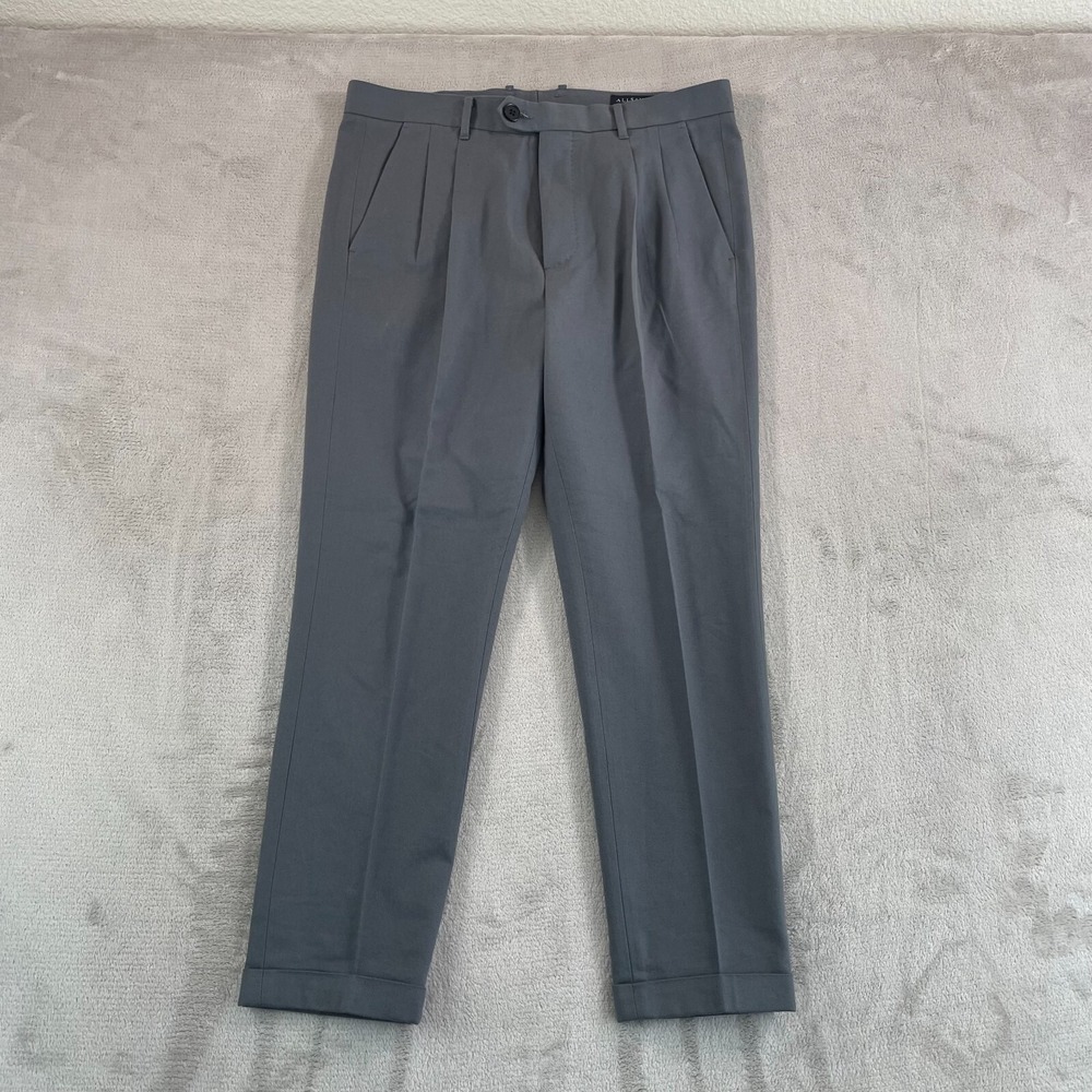 All‎ Saints Pants Trousers Tallis 32 (Tag 30) Tapered Cropped Pleated Wool Blend